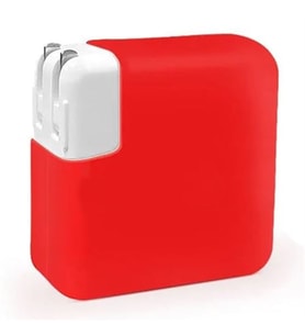 Coverzone Apple ile uyumlu G�� Adapt�r� Silikon K?l?f 85 W, 87 W - ve 96 W USB-C G�� Adapt�r� Silikon K?l?f Koruma Macbook ile uyumlu G�� Adapt�r� Renkli K?l?f (K?rm?z?, 96W)