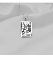 Gümüş  Knight of Swords Tarot Kolye