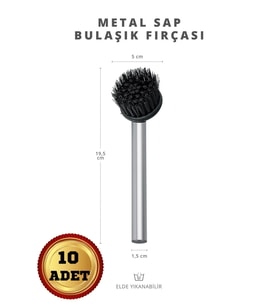 Metal Saplı Pratik Lavabo ve Bulaşık Fırçası – Dayanıklı ve Ergonomik Temizlik Fırçası (10 Adet)