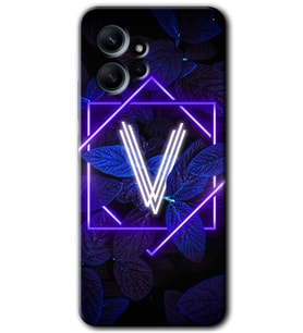 Redmi Note 12 4G Kılıf HD Desen Baskılı Kılıf - Dark Neon Yaprak V Harfi