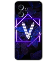 Redmi Note 12 4G Kılıf HD Desen Baskılı Kılıf - Dark Neon Yaprak V Harfi
