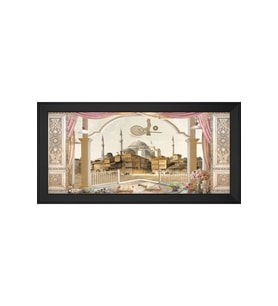 Etnik Motifli Kanvas Tablo 50 x 70 cm Siyah Çerçeve