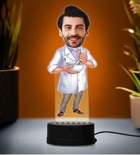 Doğum Günü Hediyesi,Sevgiliye Hediye, Kişiye Özel Fotoğraflı Eczacı Karikatür 3D Led Lamba (Beyaz)