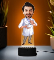 Doğum Günü Hediyesi,Sevgiliye Hediye, Kişiye Özel Fotoğraflı Eczacı Karikatür 3D Led Lamba (Beyaz)