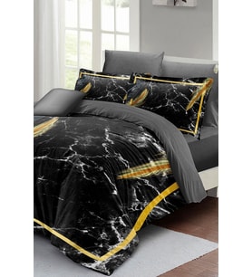 Nevresim Takımı %100 Doğal Pamuk Çift Kişilik 3d Digital Dark Marble