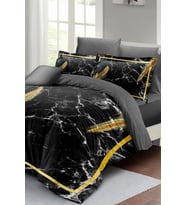 Nevresim Takımı %100 Doğal Pamuk Çift Kişilik 3d Digital Dark Marble