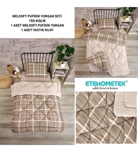 ETE HOMETEX TEK KİŞİLİK LÜX WELSOFT YORGAN SAFİR BEJ 155X215CM 8696474231849