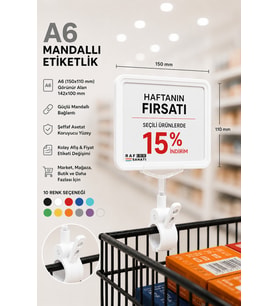 A6 Fiyatlık Mandallı Etiketlik Sepet Raf Askılık Fiyat Etiketi Çerçeveli Market Mağaza Beyaz