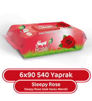 Sleepy Islak Havlu Mendil Gül Kokulu 6X90 lı 540 Yaprak