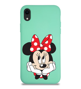 Apple iPhone XR Uyumlu Lansman Kılıf Minnie Mouse Tasarımlı Altı Kapalı İçi Kadife Kaplı  Kapak (Şeffaf)