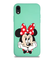 Apple iPhone XR Uyumlu Lansman Kılıf Minnie Mouse Tasarımlı Altı Kapalı İçi Kadife Kaplı  Kapak (Şeffaf)