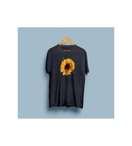Oversize Ayçiçeği Baskılı Unisex T-shirt (Siyah)