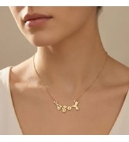 Kişiye Özel 925 Ayar Gümüş Sinek Kuşu ve Çiçek Tasarım Kolye (Gold)