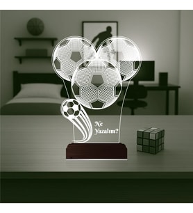 Luvivia Futbol Topu Futbolcu Hediye Kişiye Özel 3D Lamba - Masa Gece Lambası
