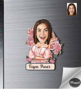 Kişiye Özel Kadın Ahşap Magnet -23