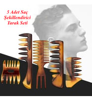 5 Parça Saç Şekillendirme Tarak Seti Tüm Saçlar Wax Tarakları Berber Tarakları Kırmızı-Sarı