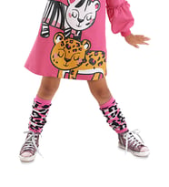 Leopar Desenli Kız Çocuk Tozluk (Pembe)