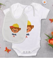 BK Kids Havalı Ol Tasarımlı Bebek Body Zıbın ve Mama Önlüğü Hediye Seti - Model 1
