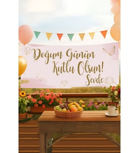 Kişiye Özel Minimal Temalı İsimli Doğum Günü Pankartı, Yetişkin Doğum Günü Afişi, İyi ki Doğdun Banner 50x150cm (Kamuflaj)
