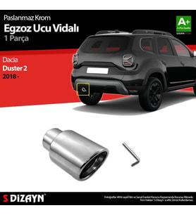 Dacia Duster 2 Krom Egzoz Ucu Vidalı 55mm Çap 2018 ve Üzeri
