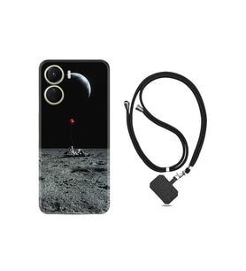 Vivo Y16 Kılıf Ipli Boyun Askılı Desenli Silikon Astronoot Red Baloon 1608