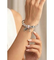 Gökkuşağı ve Sanat Temalı Charm Detaylı Silver Antrasit Bijuteri Kelepçe Bileklik