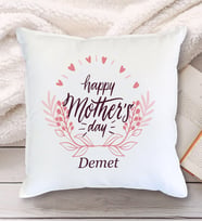 Happy Mothers Day Tasarımlı Yastık (Beyaz)