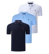 ÜÇLÜ SET T8561 DEWBERRY ERKEK T-SHIRT-LACİVERT-BEYAZ-AÇIK MAVİ (Karışık)