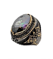 Mistik Topaz ve Zirkon Taşlı Gümüş Yüzük 240053313G27Y
