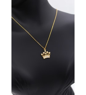 Kadın Sarı Taç Minimal Kolye 925 Ayar Gümüş