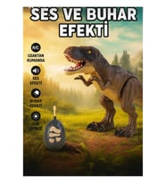 Işıklı Sesli Buhar Atan Yürüyen Pilli Gerçekçi Oyuncak Dinozor Uzaktan Kumandalı (Kutu 28*38cm) (Kahverengi)