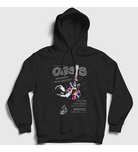 Presmono Unisex Siyah Guitar Oasis Kapüşonlu Sweatshirt 100167tt