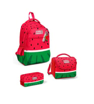 Coral High Kids Kırmızı Yeşil Karpuz Desenli 3'lü Okul Çanta Seti SET0114428 - Erkek (Çok Renkli)