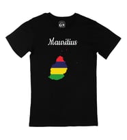 Mauritius Haritalı ve Bayraklı Siyah Tişört