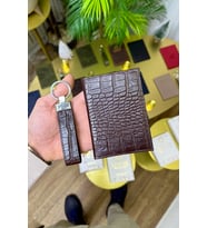 Premium Deri Ruhsat Kılıfı ve Anahtarlık Seti (Kahverengi Koyu)