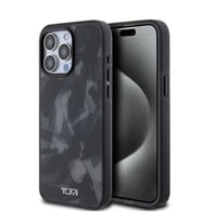 TUMI iPhone 15 Pro Max Kılıf TUMI Orjinal Lisanslı M-safe Şarj Özellikli Buzlanmış Saydam Fırça Kamuflajı Desenli Kapak (Siyah)