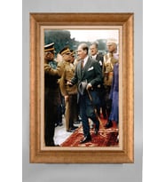 Altın Varaklı Çerçeveli Paspartulu Atatürk Tablo a462 (Gold)