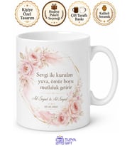 İsim Yazılı Düğün Hediyesi Özel Tasarım Baskılı Kupa Bardak Nikah Şekeri