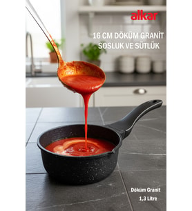 16 cm Döküm Granit Sütlük ve Sosluk Kaçerola, 1,3 Litre, Dayanıklı ve şık