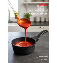16 cm Döküm Granit Sütlük ve Sosluk Kaçerola, 1,3 Litre, Dayanıklı ve şık