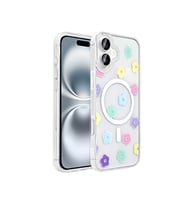 Apple iPhone 16 Plus Uyumlu Kılıf M-Safe Şarj Özellikli Şeffaf Zore Folk Sert Kapak (Papatya)