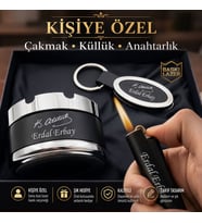 İsme Özel Küllük Clipper Çakmak Anahtarlık - Eşe Sevgiliye Arkadaşa Babaya Hediye Seti - Mustafa Kemal Atatürk İmza Temalı