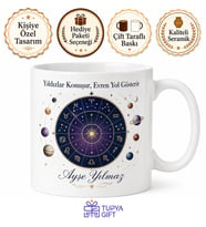 Astroloji Uzmanı Yıldız Haritası Gezegen Dizilimi Burç Yorumu Baskılı Kupa Bardak Hediye