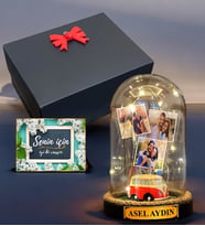 Hediye Kutusunda İsimli ve Fotoğraflı Led Işıklı Fanus, Size Özel Hediye (Model 6)