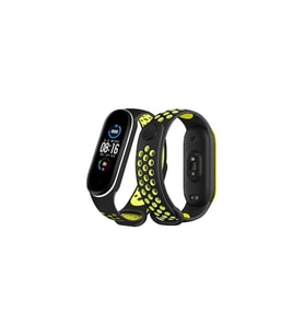 Mi Band 4 Spor Delikli Kordon - Siyah-Yeşil-Beyaz