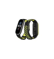 Mi Band 4 Spor Delikli Kordon - Siyah-Yeşil-Beyaz