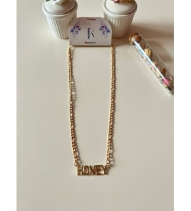 İpekish , HONEY, Unisex, Yazılı Gold Renk Ayarlanabilir Kolyе - Tatlı ve Işıltılı Stil (Gold 2)