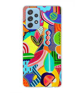 PrintiFy Samsung Galaxy A72 ile Uyumlu 1mm Slim Fit Retro Renkler 6 Baskılı Şeffaf  Kılıf