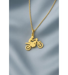 Kişiye Özel Motorcu Adam Figürlü Kolye 925K Gümüş (Gold)