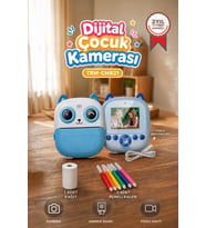 Torima Dijital Fotoğraf Makinesi Çocuk Termal Resim Baskılı Yazıcı Kamera Video Makinesi CMR21 Mavi